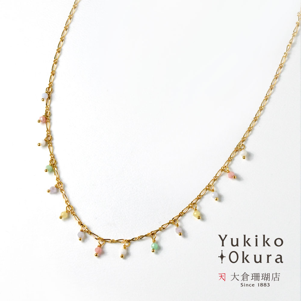 カラーストーン マルチカラー フリンジネックレス