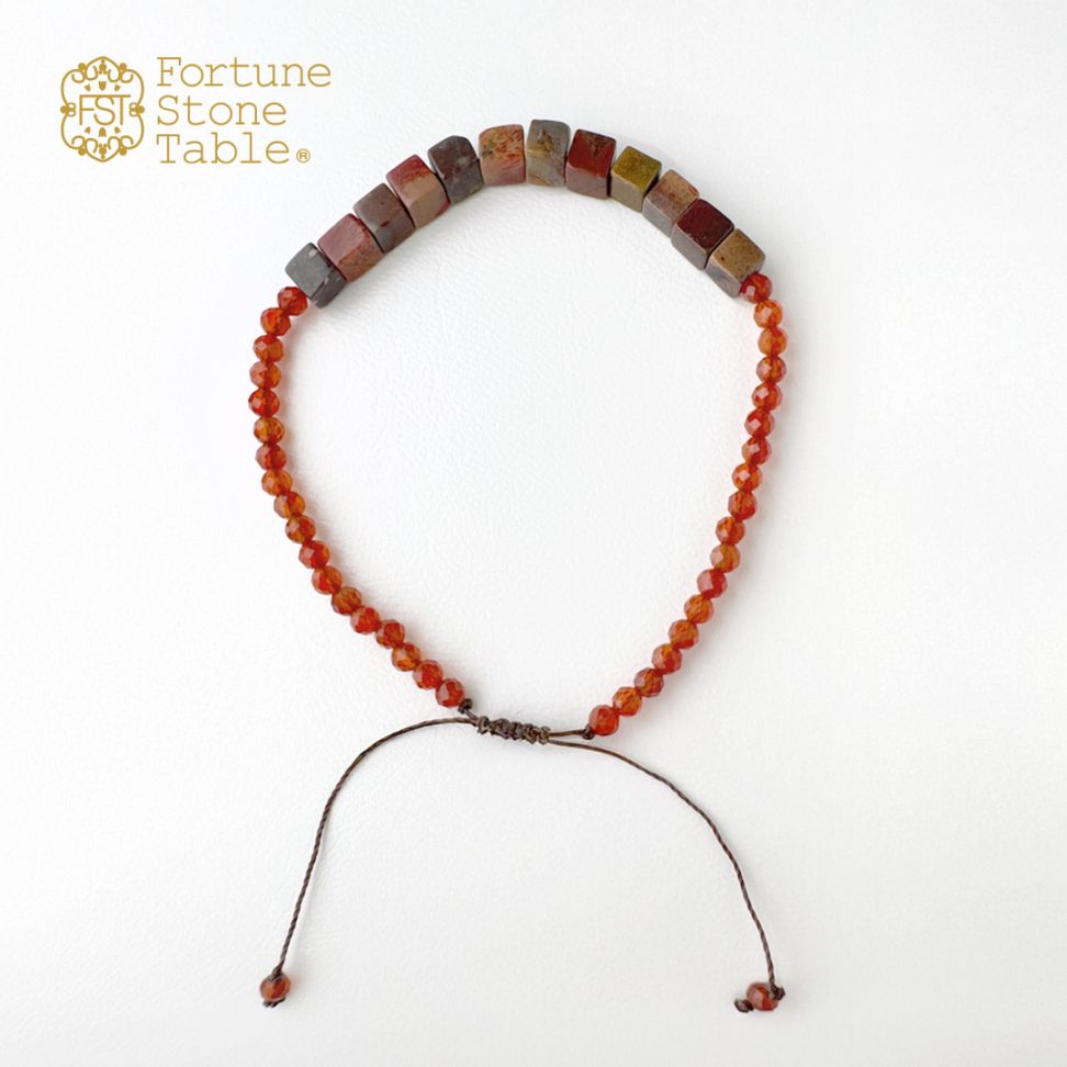 カラーで選ぶコードブレスレット（赤）レッドジャスパー×レッドアゲイト【Fortune Stone Table】