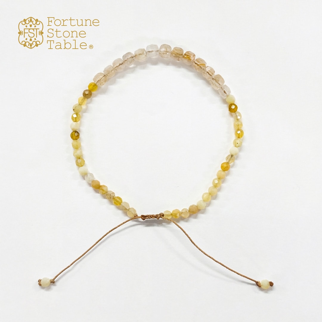 カラーで選ぶコードブレスレット（黄）ルチルクォーツ×イエローオパール【Fortune Stone Table】