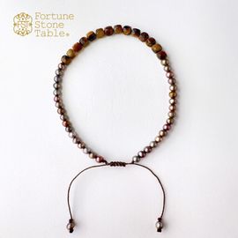 カラーで選ぶコードブレスレット（茶）タイガーアイ×淡水パール・ブラウン【Fortune Stone Table】