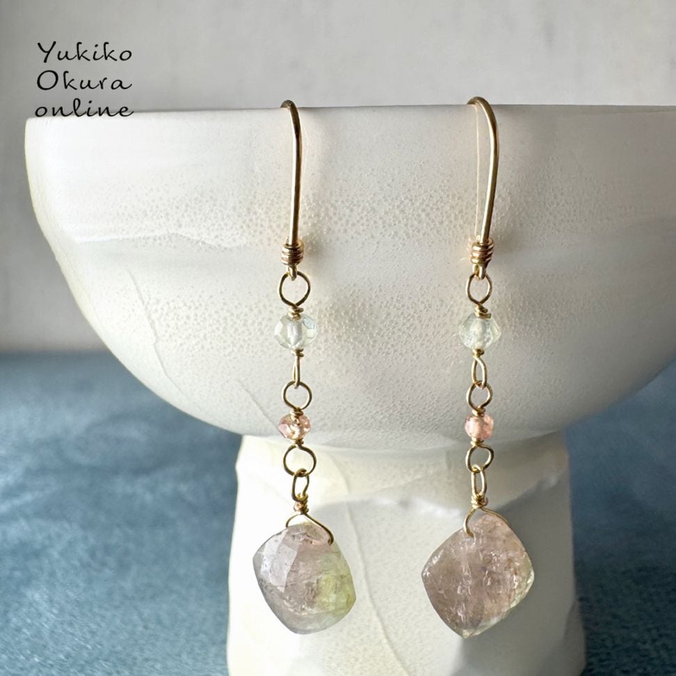 １点限り！K18 バイカラートルマリン・サファイア ピアス