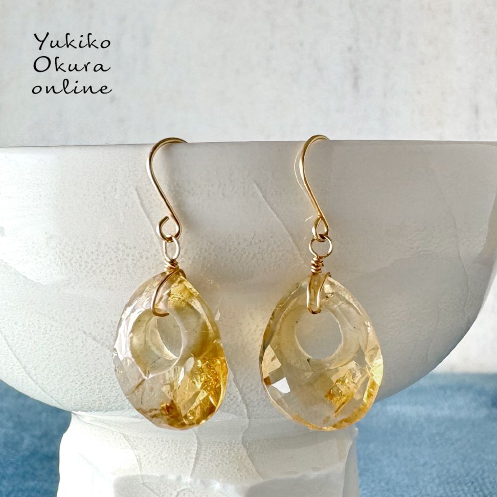 １点限り！K18 シトリン ピアス