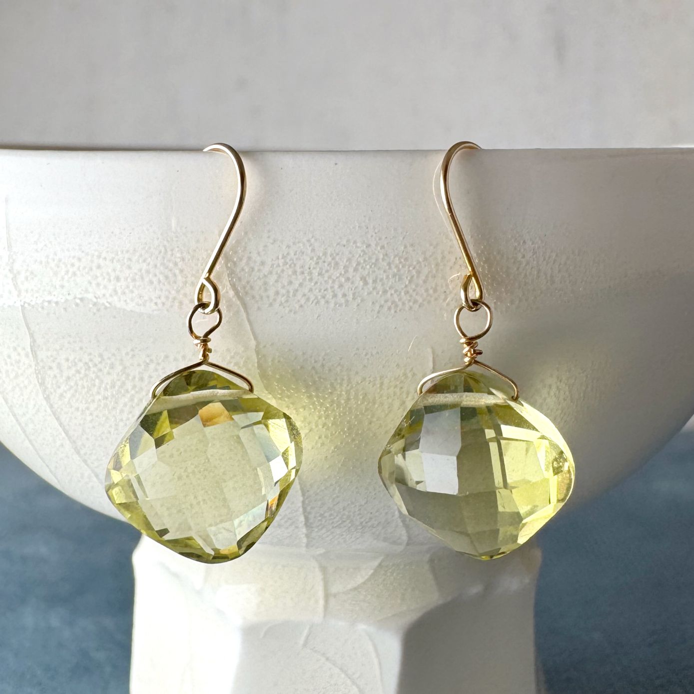 １点限り！K18 レモンクォーツ ピアス