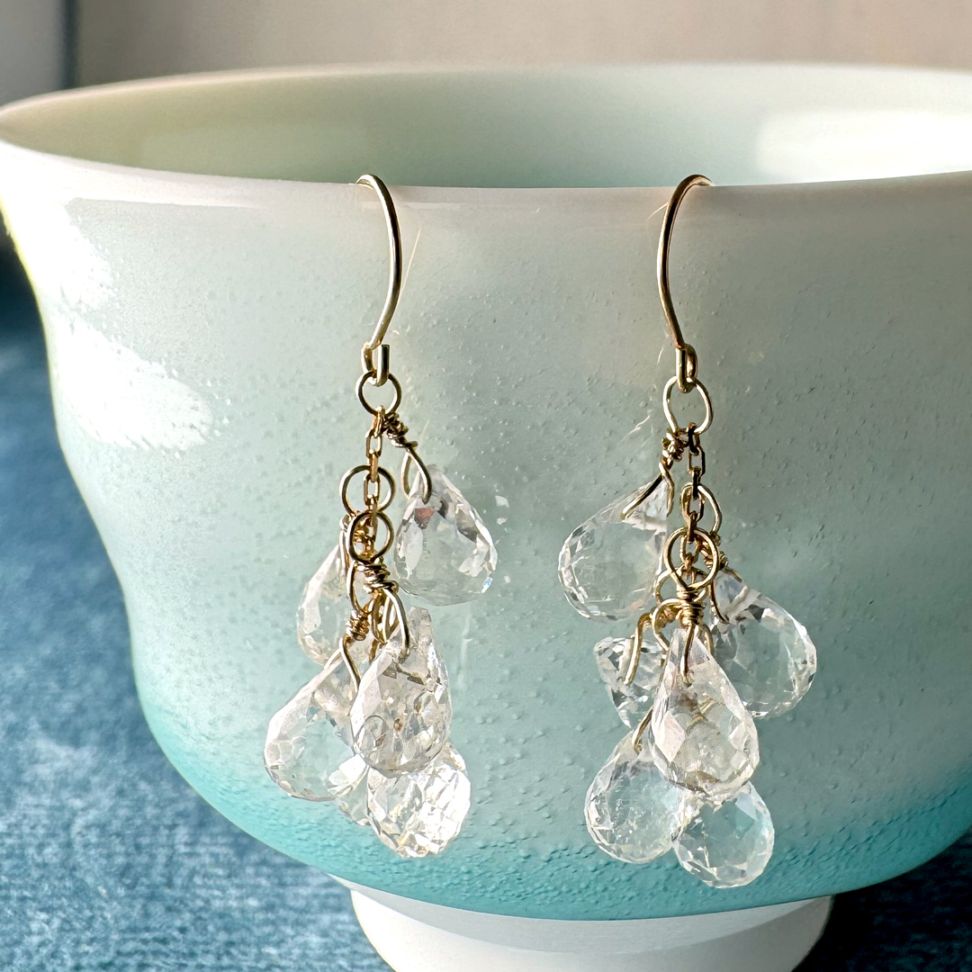 １点限り！K10 ホワイトトパーズ ピアス