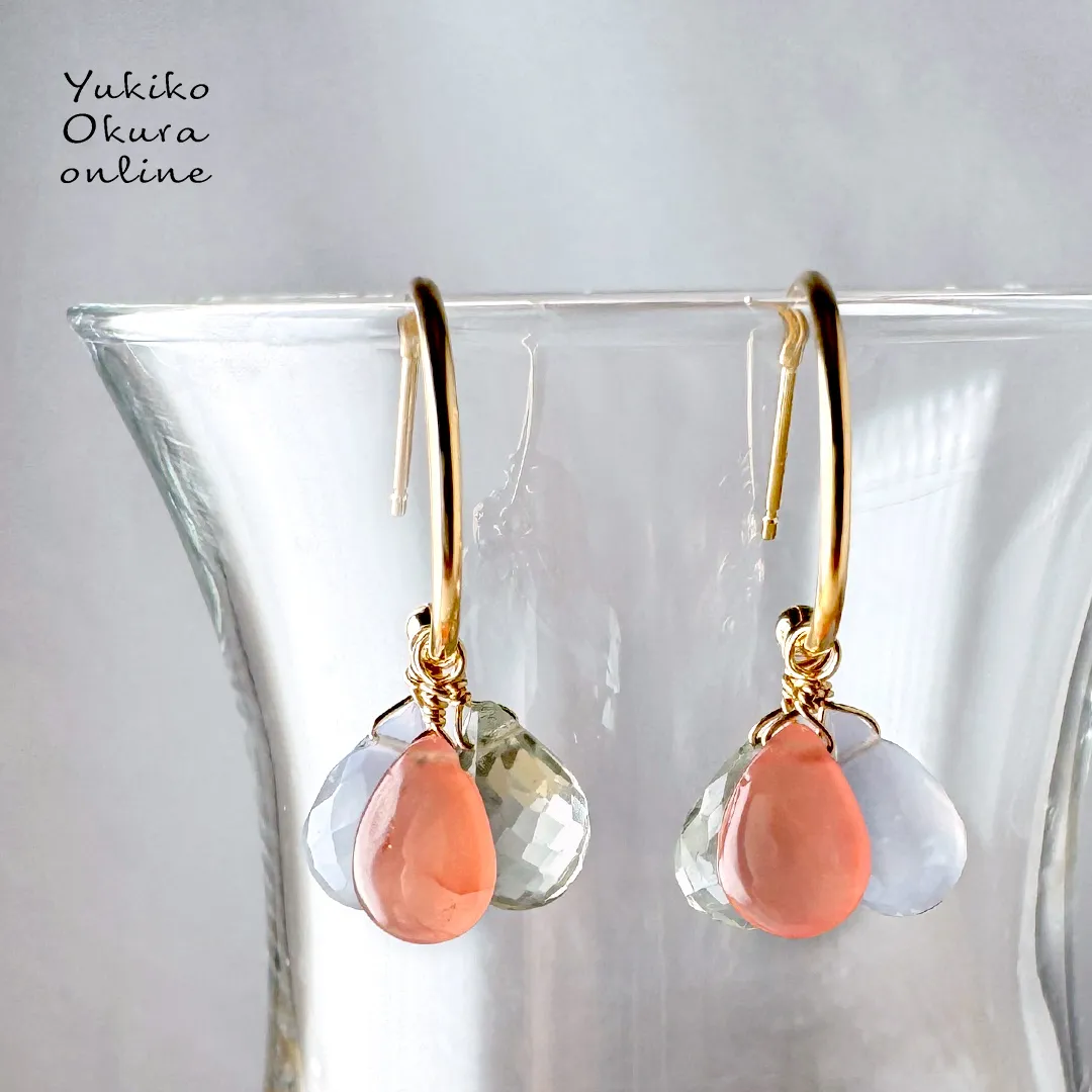 １点限り！K18 カラーストーン 5days チャーム ピアス