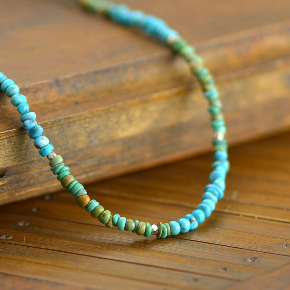 ターコイズ バイカラー さざれショートネックレス