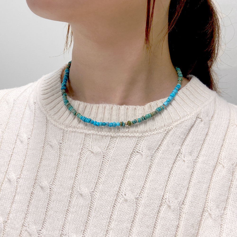 ターコイズ バイカラー さざれショートネックレス