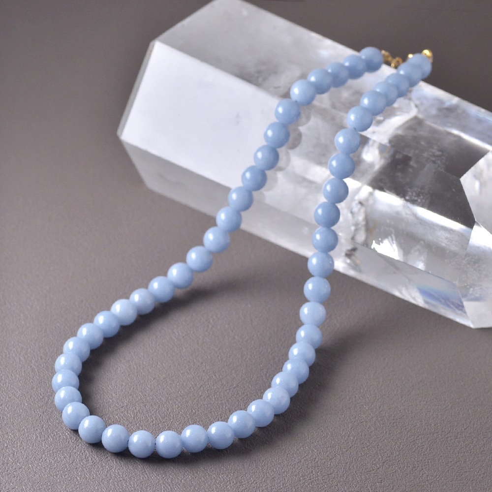 カラーで選ぶラウンドネックレス (6mm･8mm)　エンジェライト【Fortune Stone Table】