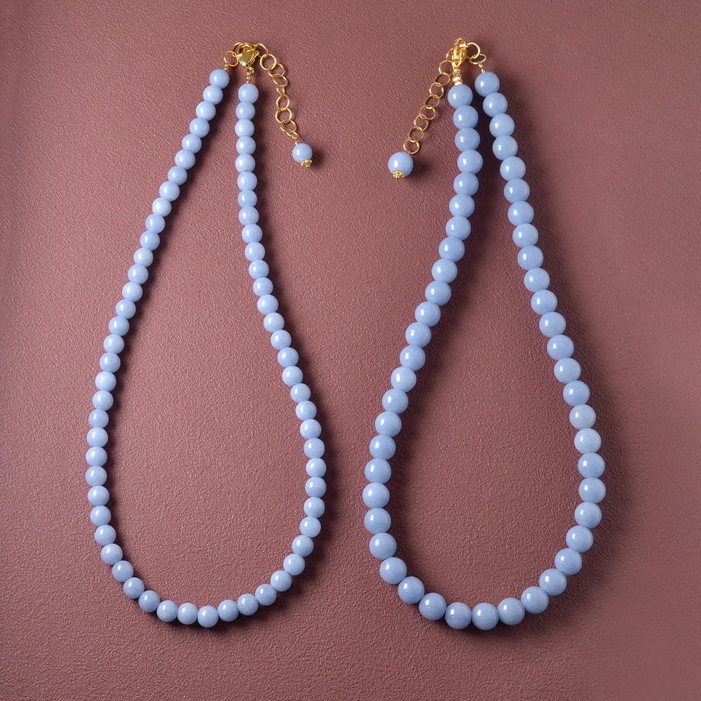 カラーで選ぶラウンドネックレス (6mm･8mm)　エンジェライト【Fortune Stone Table】