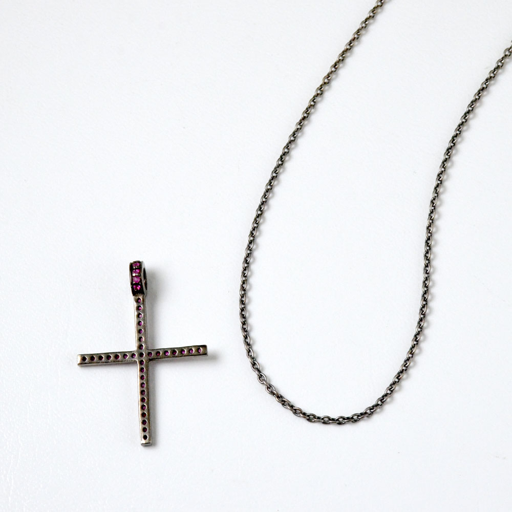 SV925 ルビー クロスモチーフ ペンダントネックレス