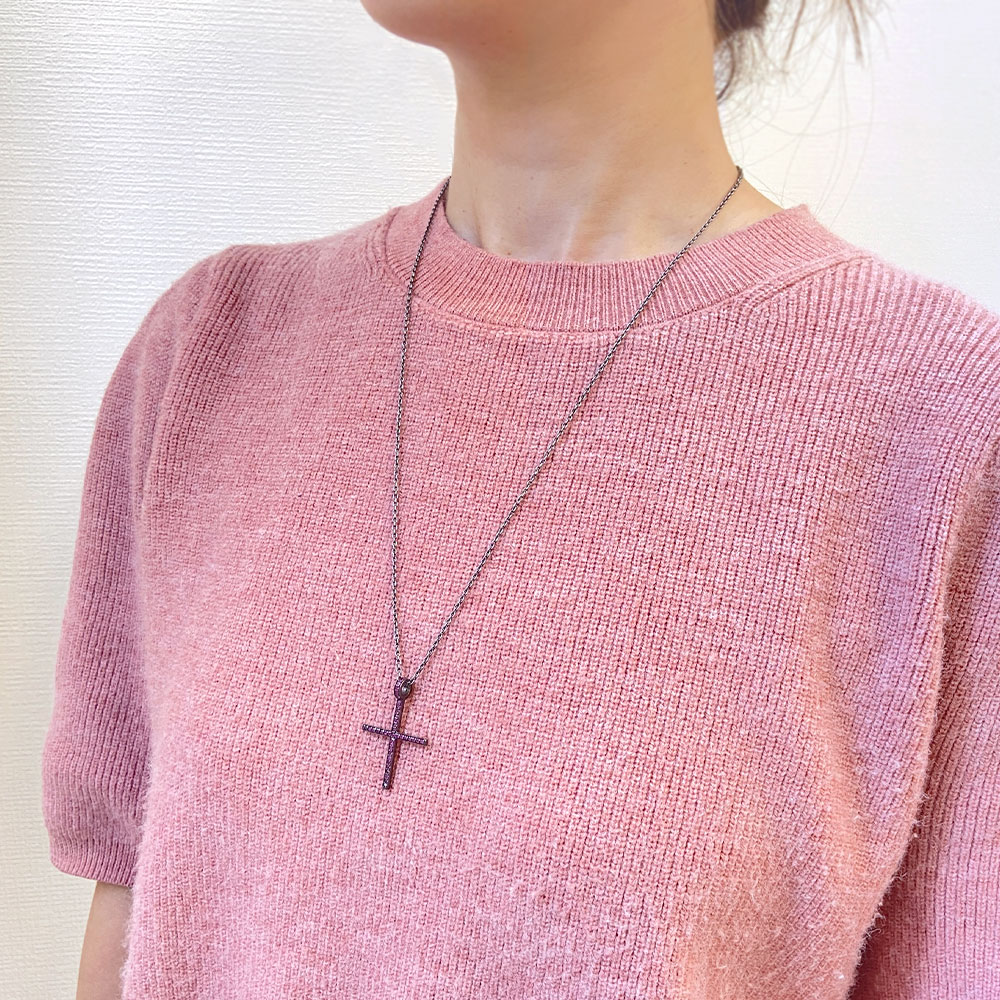 SV925 ルビー クロスモチーフ ペンダントネックレス