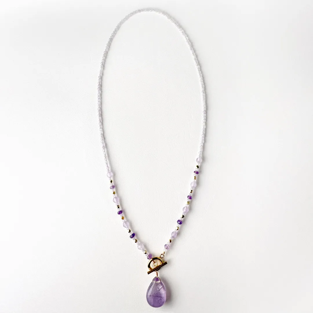 カラーで選ぶペンダントネックレス（紫）アメシスト【Fortune Stone Table】
