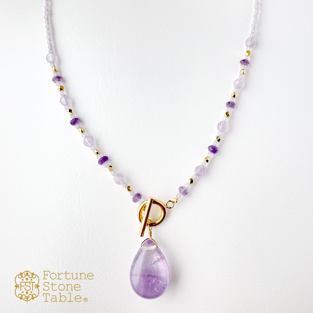カラーで選ぶペンダントネックレス（紫）アメシスト【Fortune Stone Table】