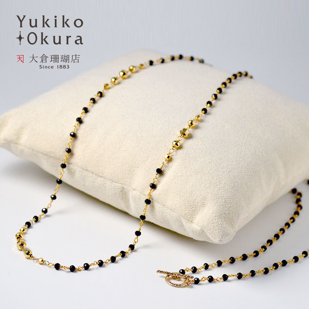 ブラックスピネル ロングネックレス