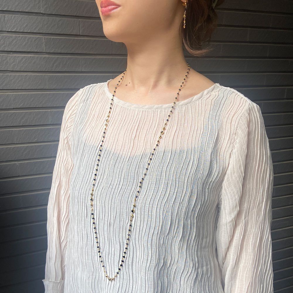 ブラックスピネル ロングネックレス