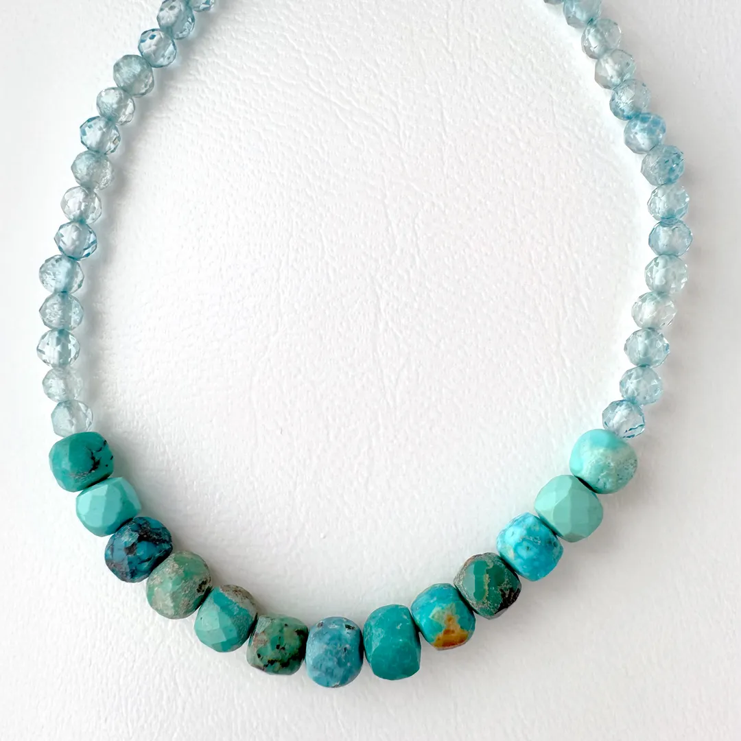 カラーで選ぶコードブレスレット（青）ターコイズ×ブルートパーズ【Fortune Stone Table】