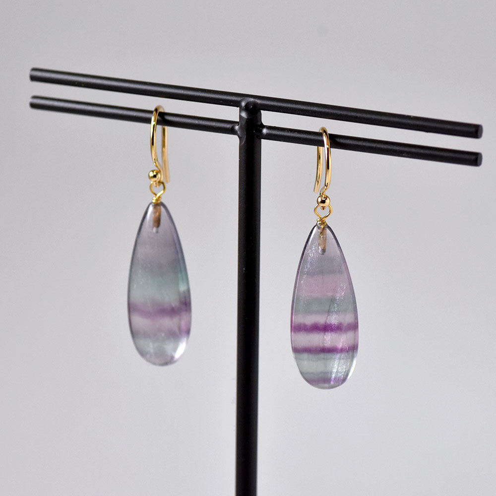 シルバー925 フローライト ドロップ イヤリング ピアス