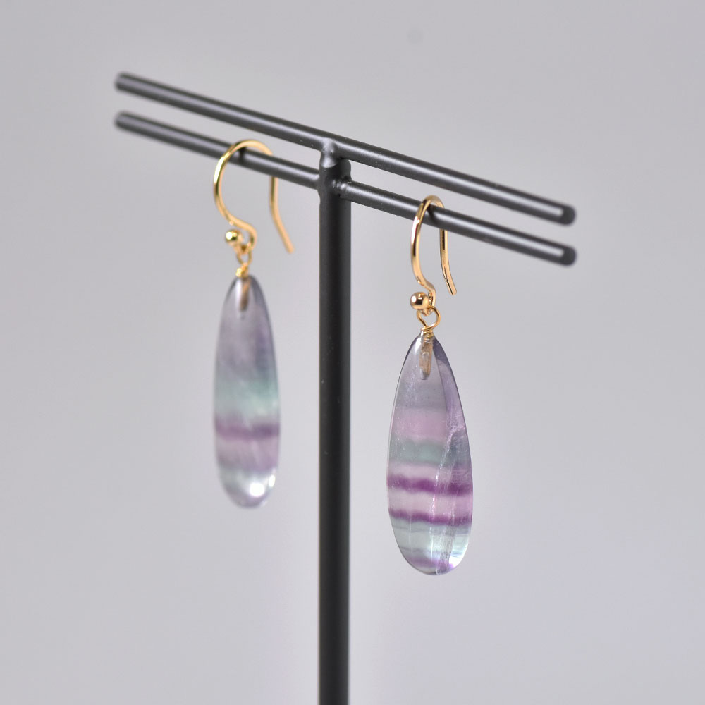 シルバー925 フローライト ドロップ イヤリング ピアス