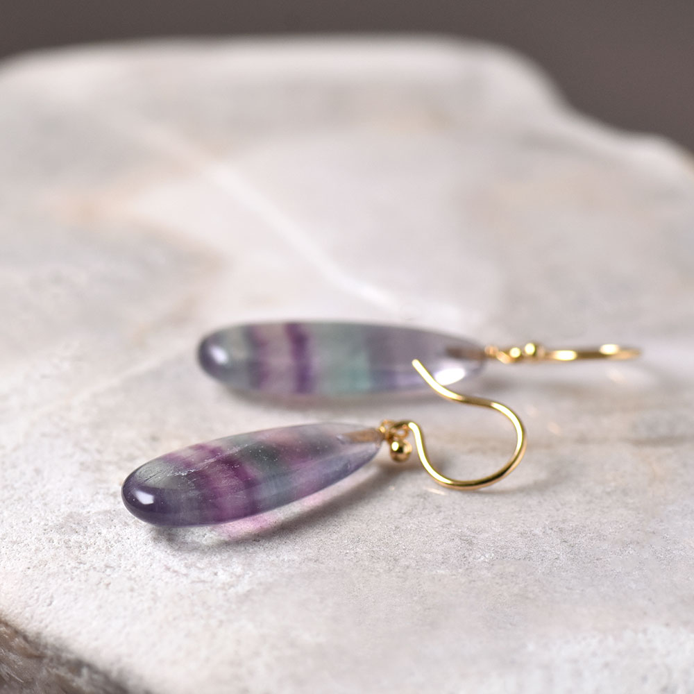 シルバー925 フローライト ドロップ イヤリング ピアス