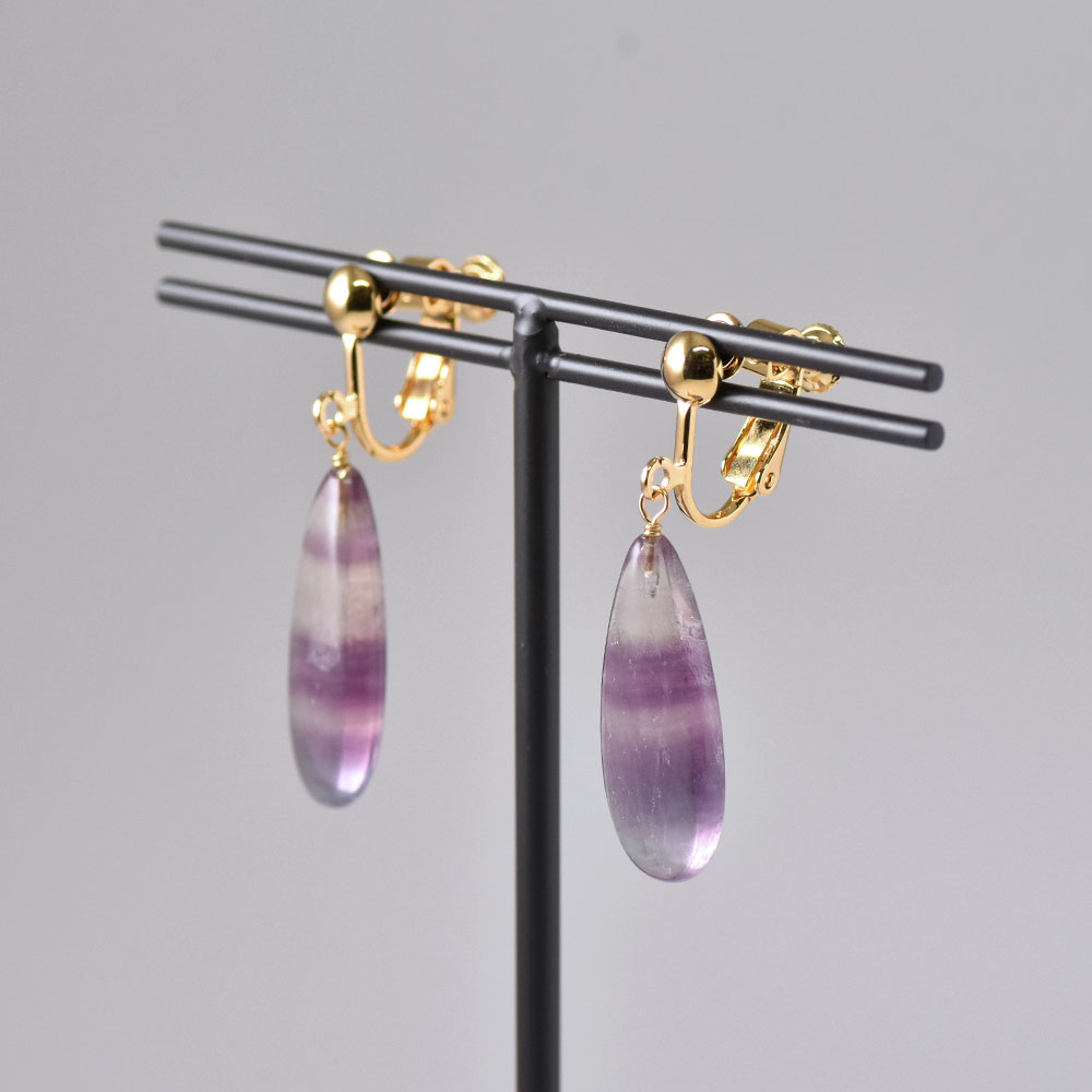 シルバー925 フローライト ドロップ イヤリング ピアス