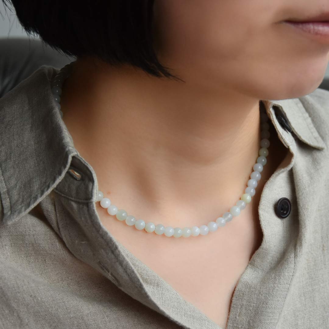 カラーで選ぶラウンドネックレス (6mm･8mm)　グリーンオパール【Fortune Stone Table】