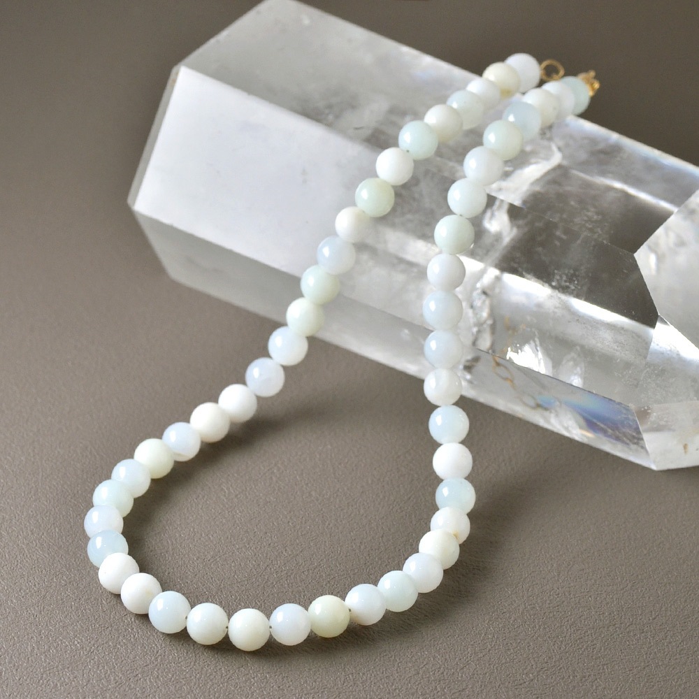 カラーで選ぶラウンドネックレス (6mm･8mm)　グリーンオパール【Fortune Stone Table】