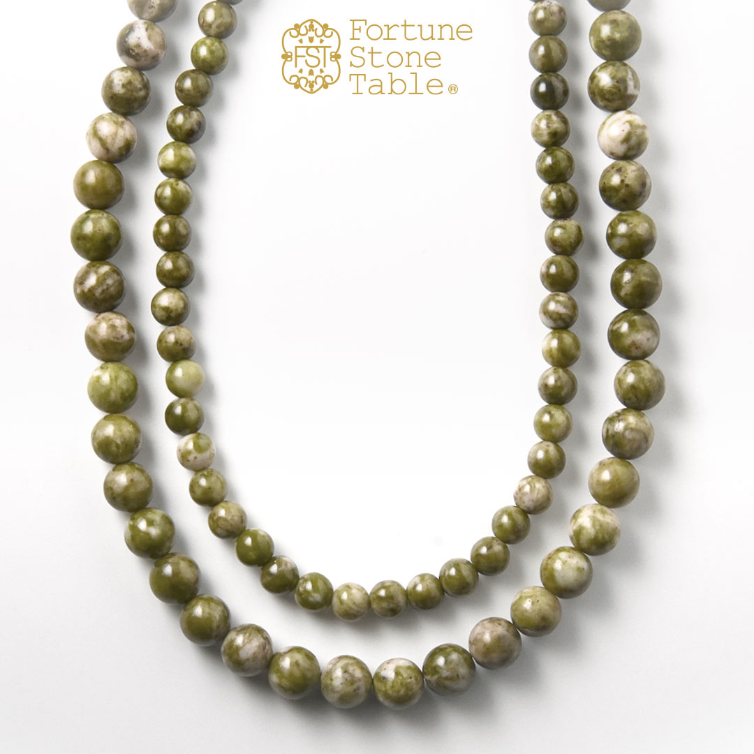 カラーで選ぶラウンドネックレス (6mm･8mm)　グリーンスノーフレーク【Fortune Stone Table】