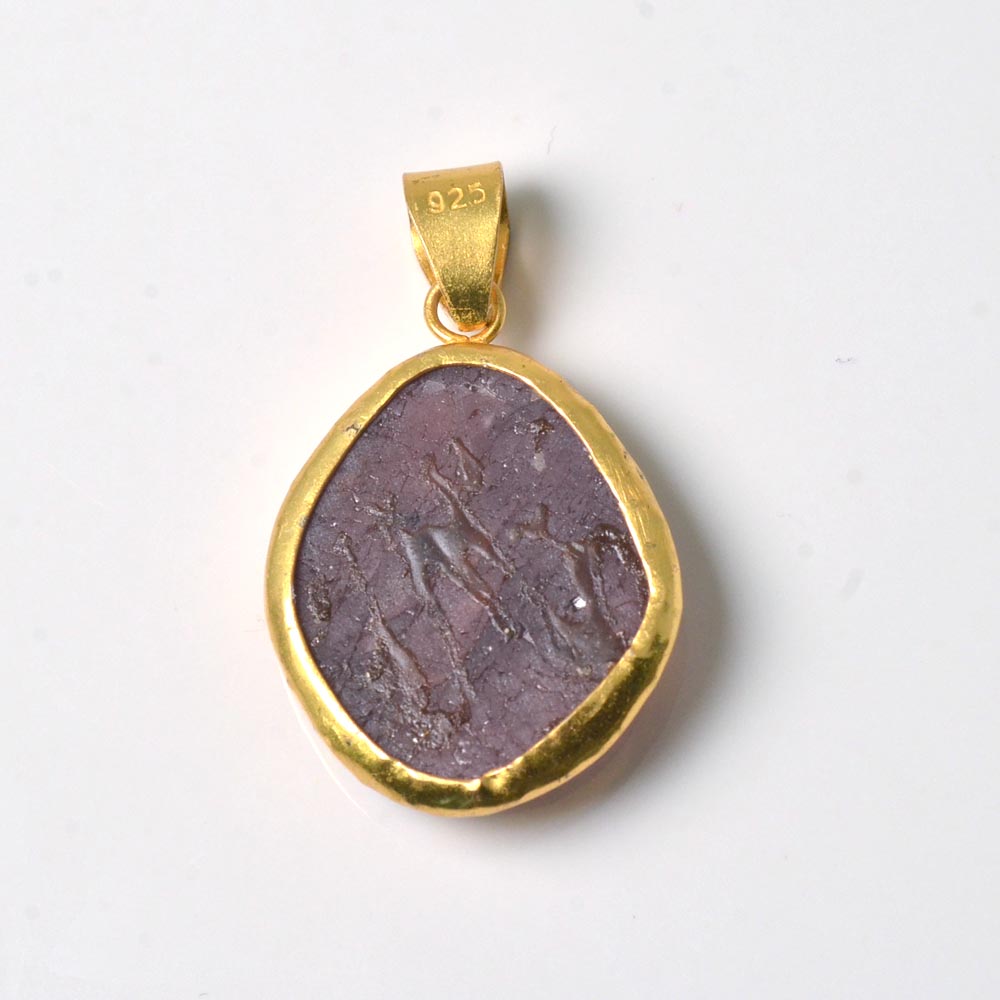 シルバー925（ゴールド仕上げ） ピンクサファイア トップ