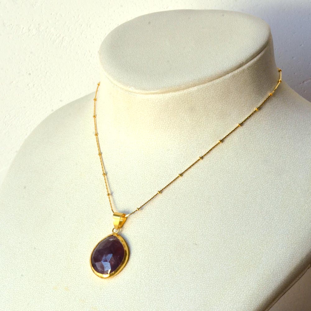 シルバー925（ゴールド仕上げ） ピンクサファイア トップ