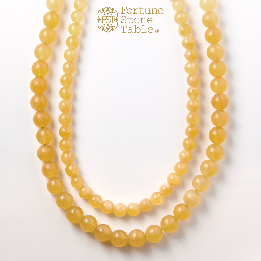 カラーで選ぶラウンドネックレス (6mm･8mm)　イエローカルサイト【Fortune Stone Table】