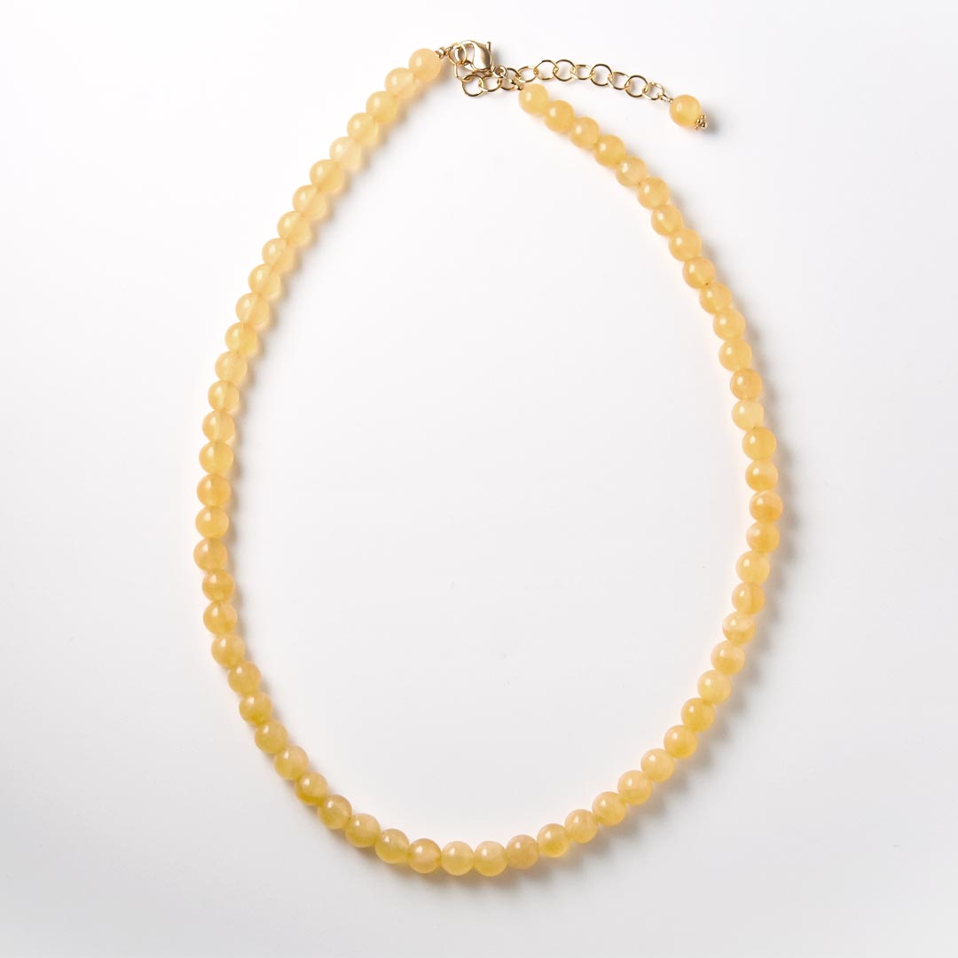 カラーで選ぶラウンドネックレス (6mm･8mm)　イエローカルサイト【Fortune Stone Table】