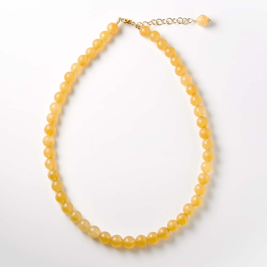 カラーで選ぶラウンドネックレス (6mm･8mm)　イエローカルサイト【Fortune Stone Table】