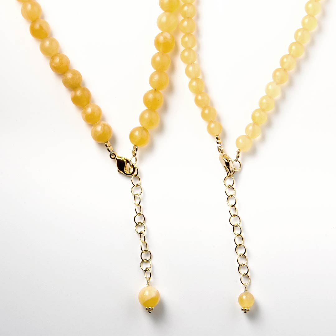 カラーで選ぶラウンドネックレス (6mm･8mm)　イエローカルサイト【Fortune Stone Table】