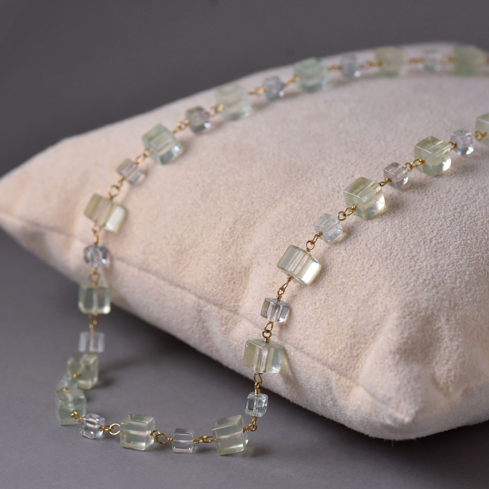 フローライト グリーン系 スクエア  ネックレス