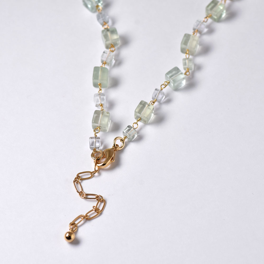 フローライト グリーン系 スクエア  ネックレス