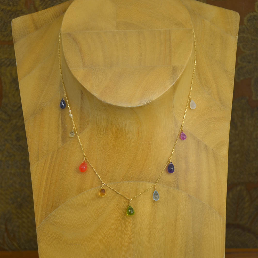 K10 マルチカラー フリンジネックレス