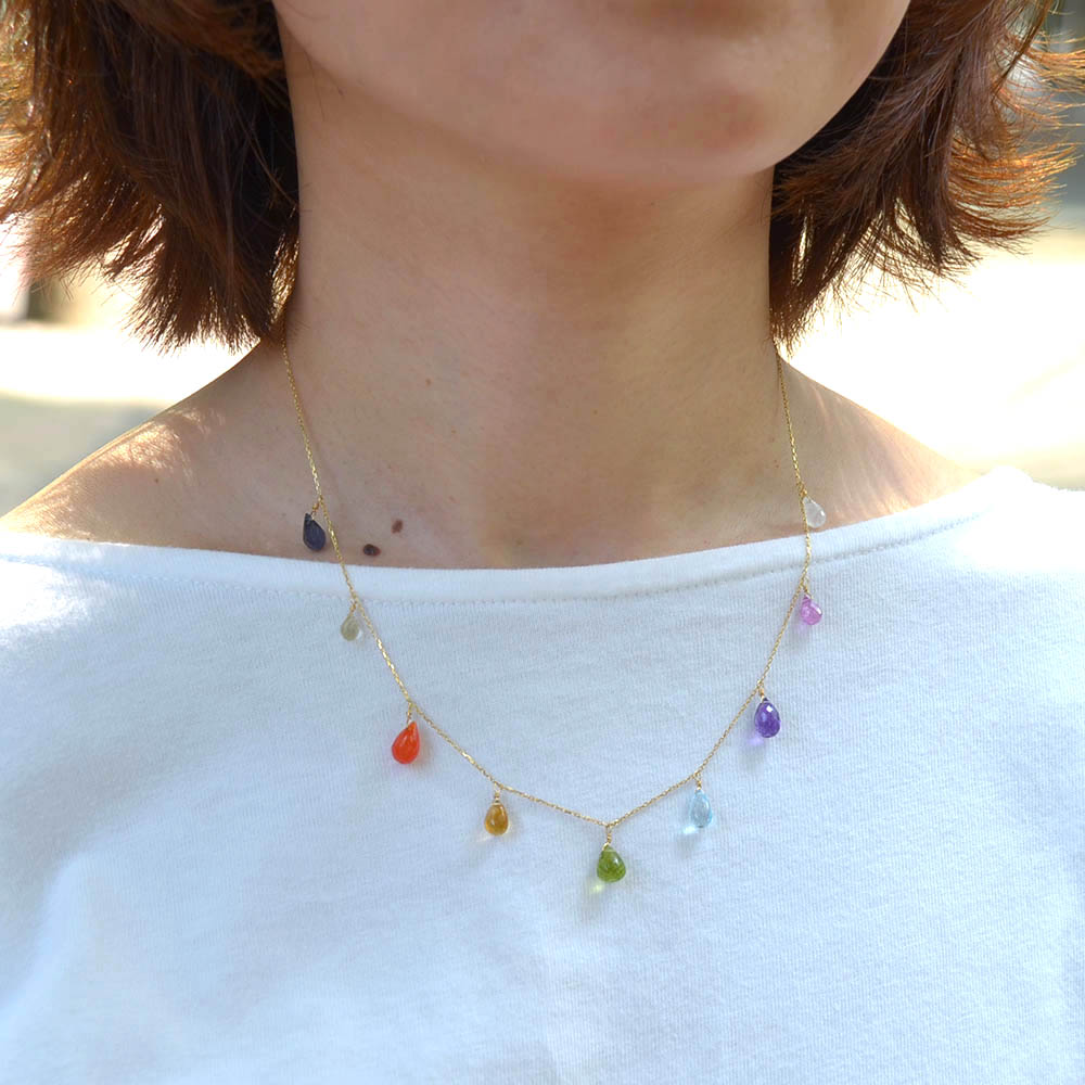 K10 マルチカラー フリンジネックレス