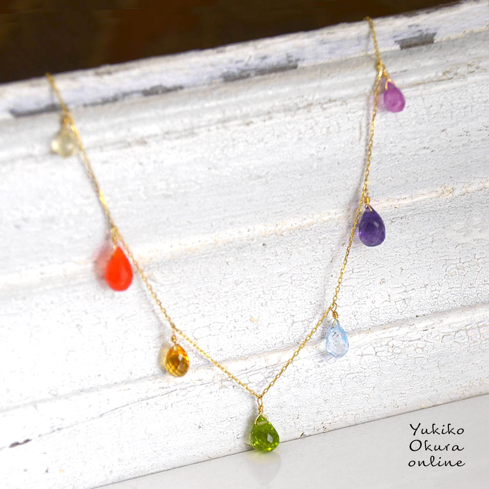 K10 マルチカラー フリンジネックレス