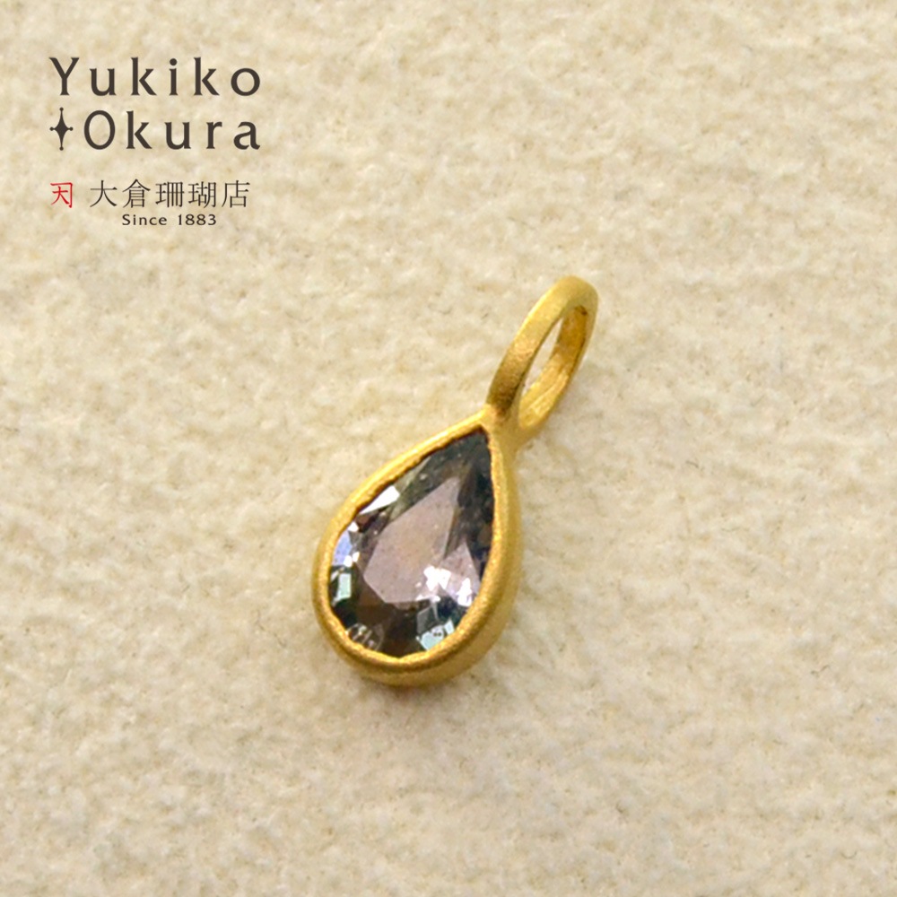 K18 グリーンサファイア ドロップ ペンダントトップ