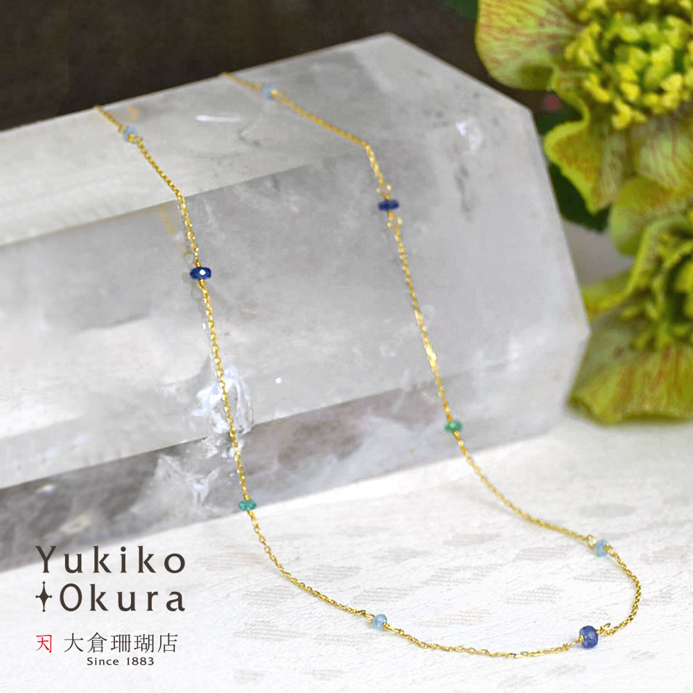 14kgf＊希少エメラルドカラーのグリーンカイアナイトのネックレス