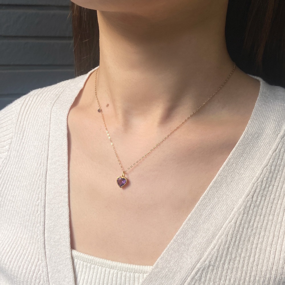K18 アメシスト ハート ペンダントトップ