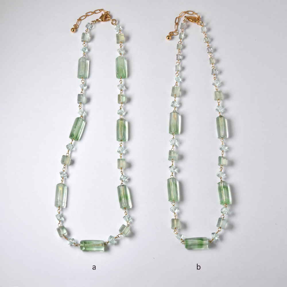 フローライト ライトグリーン シリンダー スクエアー ネックレス