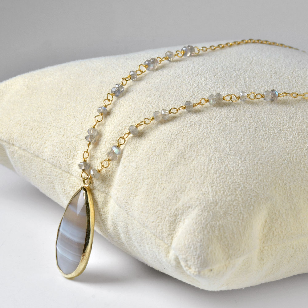 SV925 グレイアゲイト ラブラドライト ネックレス