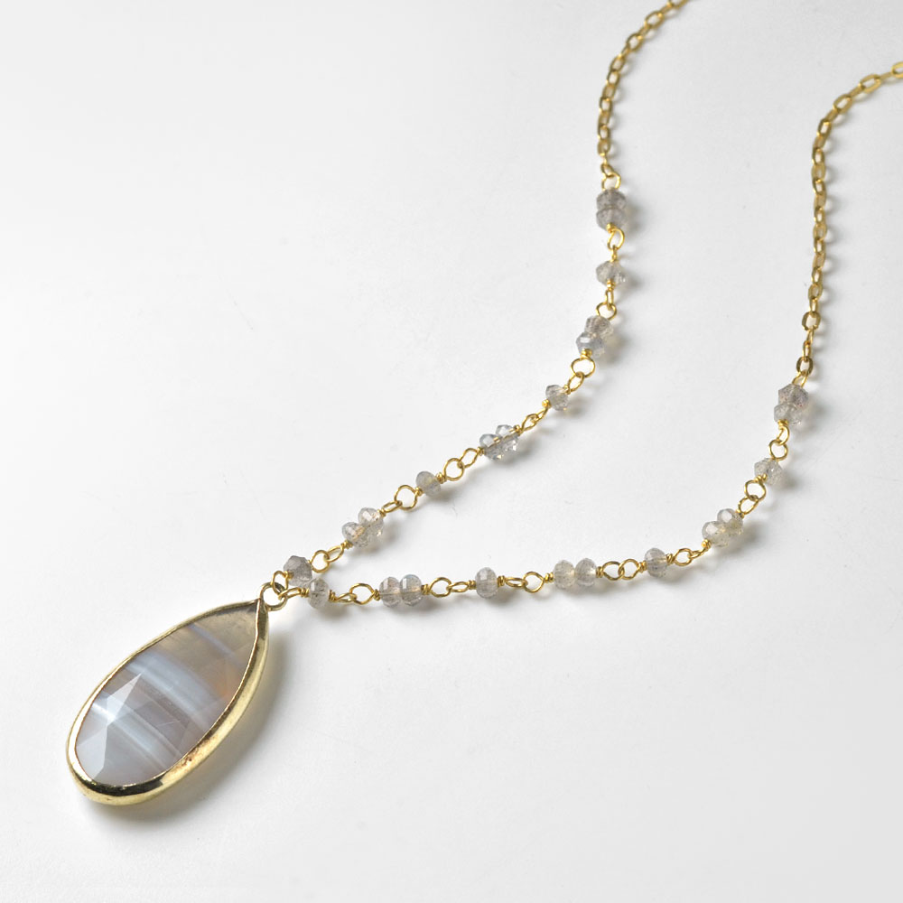 SV925 グレイアゲイト ラブラドライト ネックレス