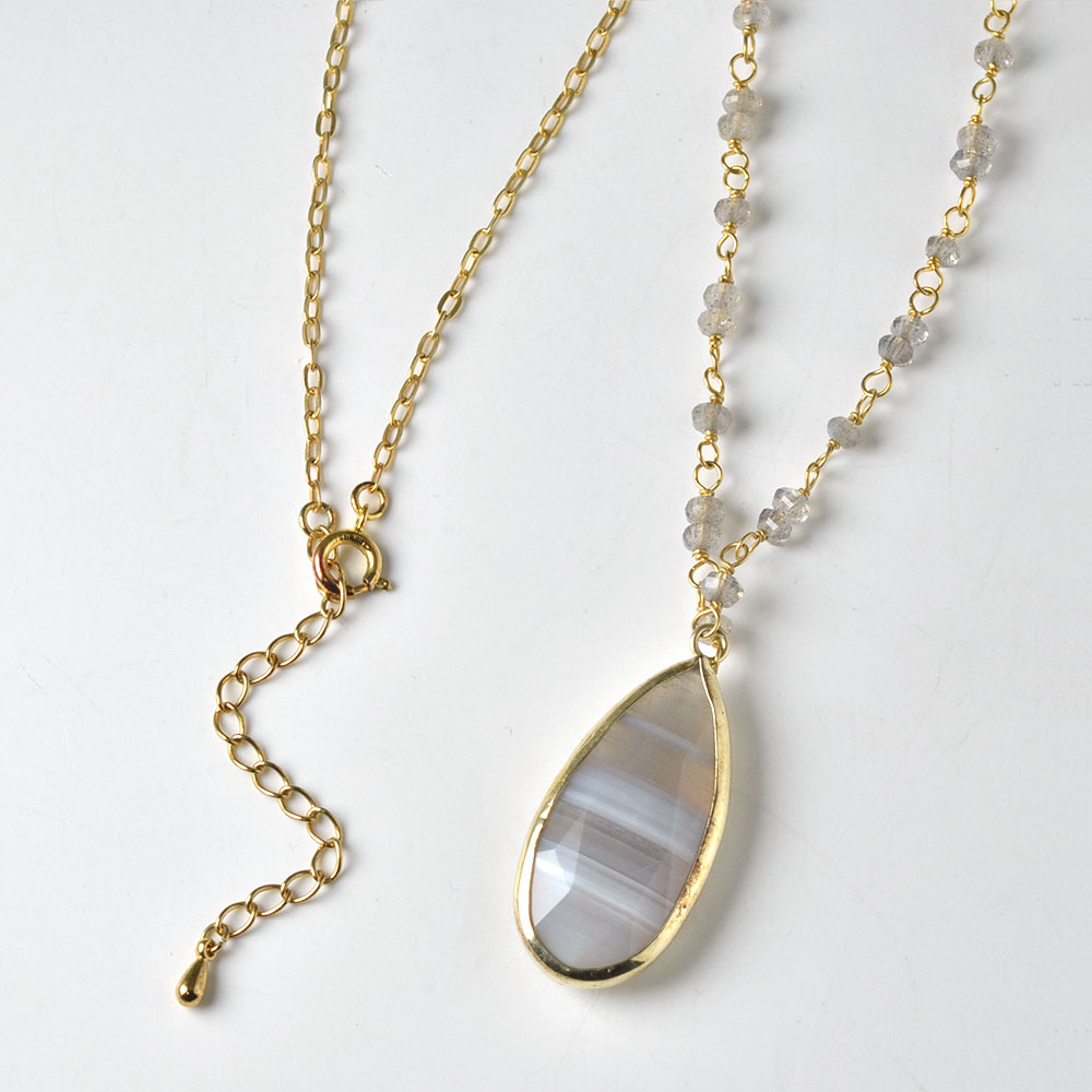 SV925 グレイアゲイト ラブラドライト ネックレス