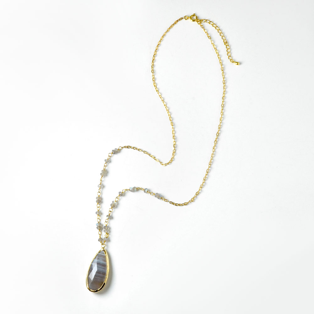 SV925 グレイアゲイト ラブラドライト ネックレス