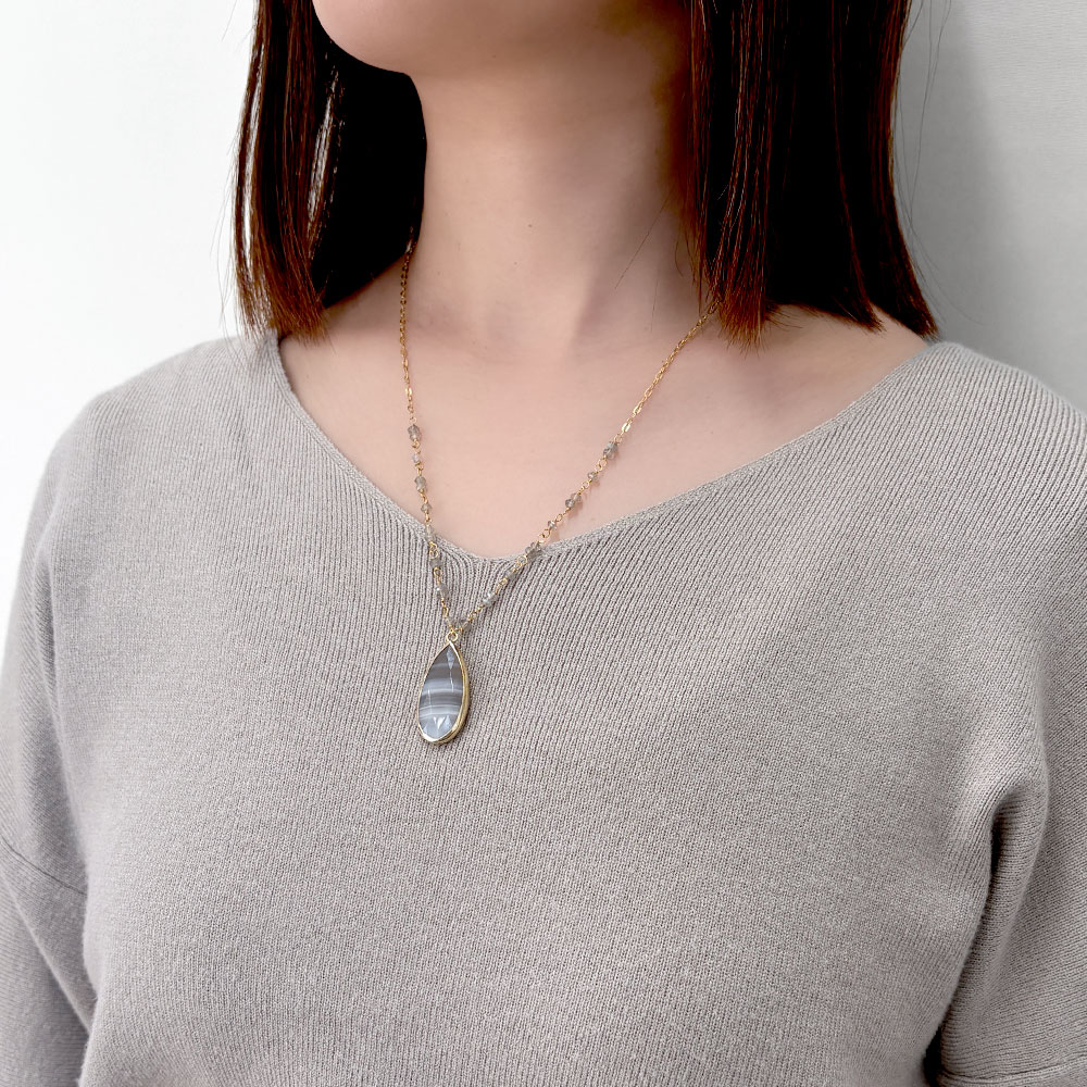 SV925 グレイアゲイト ラブラドライト ネックレス