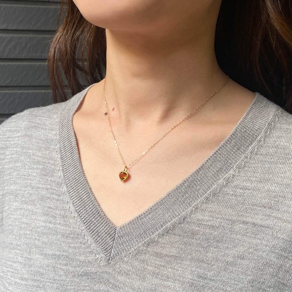 【期間限定ポイント10倍】K18 シトリン ハート ペンダントトップ