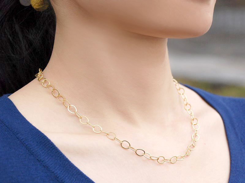 シルバー925 パーツ オーバル チェーンネックレス