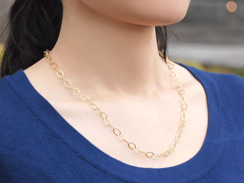シルバー925 パーツ オーバル チェーンネックレス